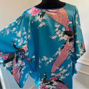 Turquoise peacock kimono